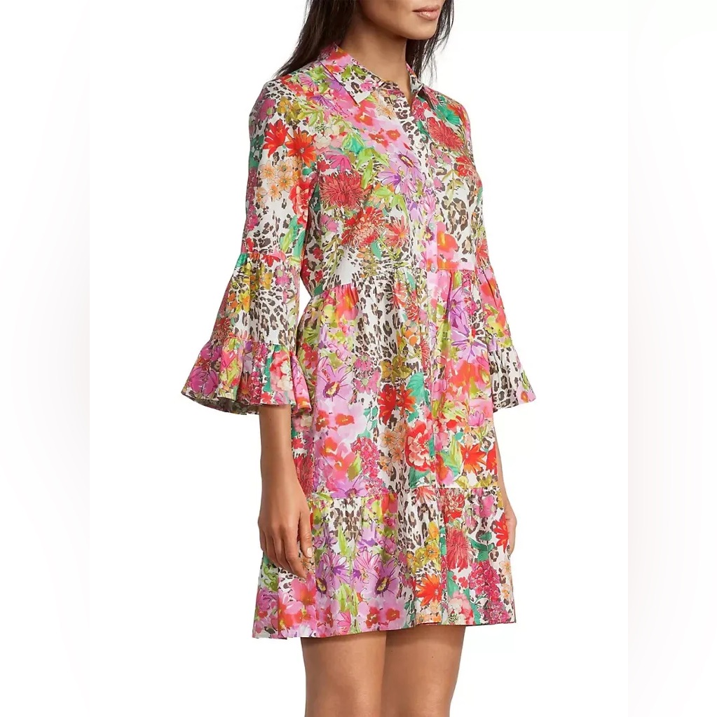Johnny Was 'Wild Garden' Easy-Fit Tiered Mini-Dress, Multicolor Sz: Med